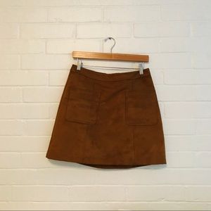 Burnt Orange Faux Suede Mini Skirt
